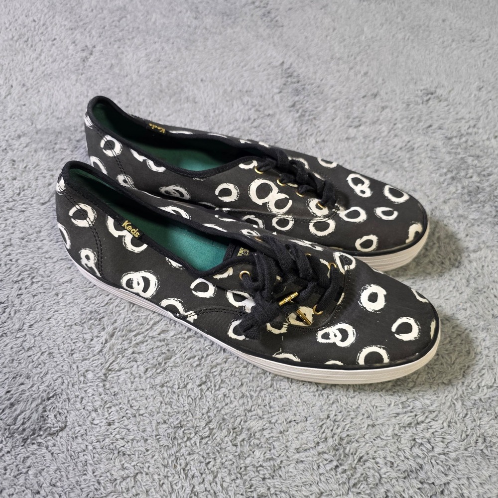 Keds Womens 11 Artyskirta Triple Decker Sneakers Black White Brushstroke Circle